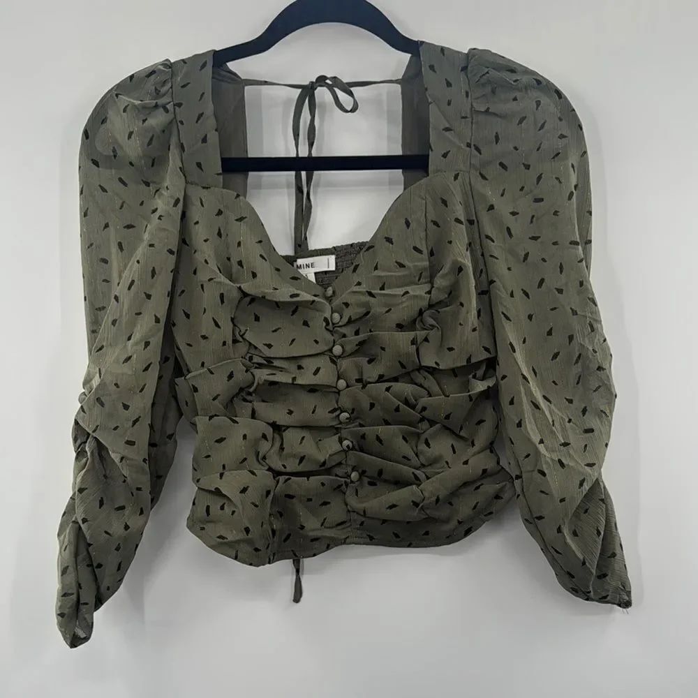 3For$20 Mine Green/Black Smocked DetailingโCrop Top NWOT Size: Small